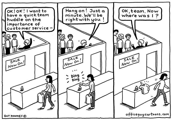 Team Huddle - Office Guy Cartoons